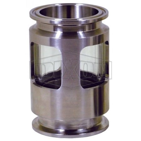 Dixon Compact Sight Glass, 4 in Sight Dia, Clamp, 4.34 in L, 100 psi Working, 316L SS B54BMPS-R400